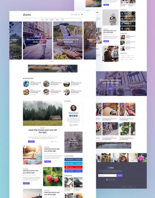 Ashra - Modern Personal Blog Psd Template