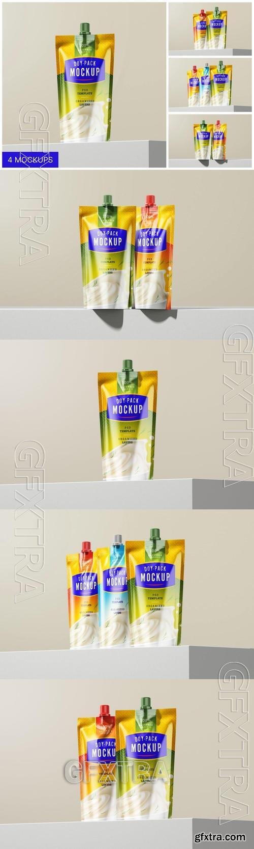 Doypack Standing Pouch Packaging Mockup Set 3SHJ68V