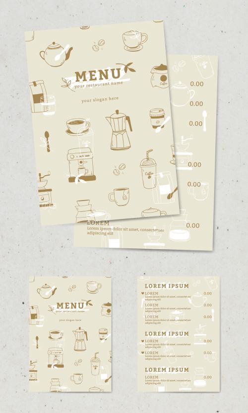 Coffee Shop Menu Layout with Illustrative Elements - 262351594