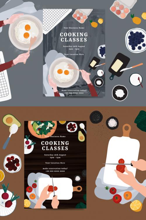 Cooking Classes Layout with Illustrative Accents - 262351630