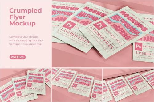 Crumpled flyer mockup