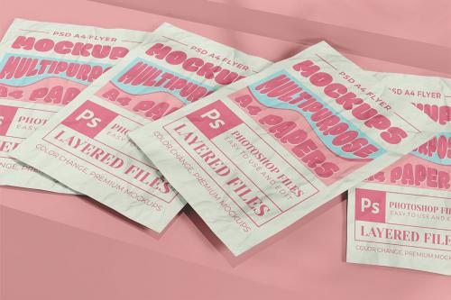 Crumpled flyer mockup