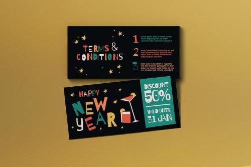 Black Retro New Year Sale Voucher