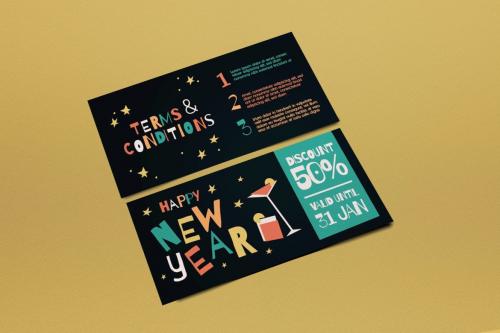 Black Retro New Year Sale Voucher