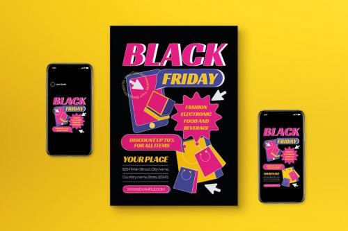 Flat Design Black Friday Flyer Set