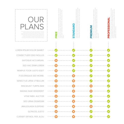 Product Features Table Layout - 262598140