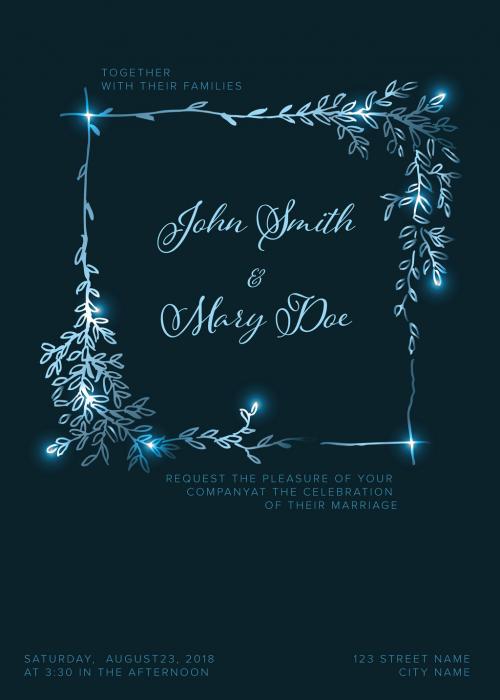 Dark Blue Wedding Invitation Layout with Light Natural Accents - 262598205