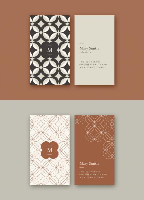 Vertical Patterned Business Card Layouts in Muted Colors - 262605644