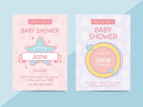 Pastel Pink and Purple Baby Shower Invitation - 263736236