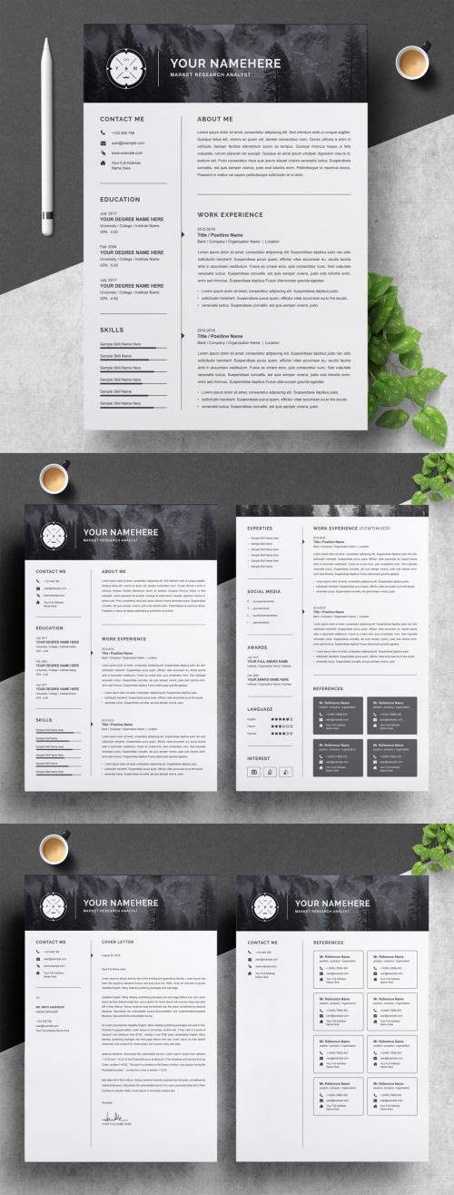 Resume and Cover Letter Layout with Image Header - 263782421