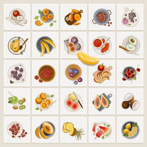 25 Colorful Fruit Icons Layout - 263935118