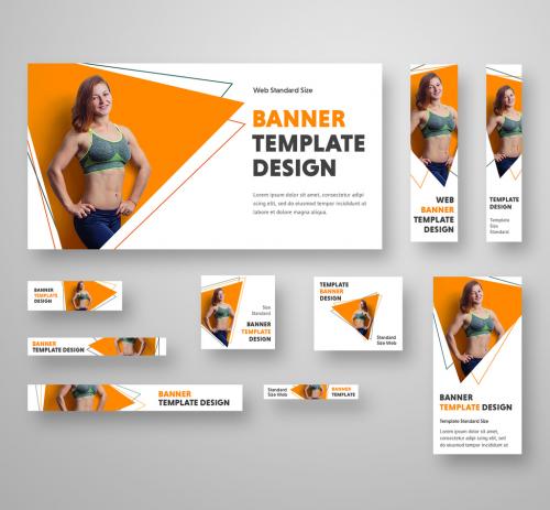 10 Fitness Health Web Banners with Geometric Accents - 263999989