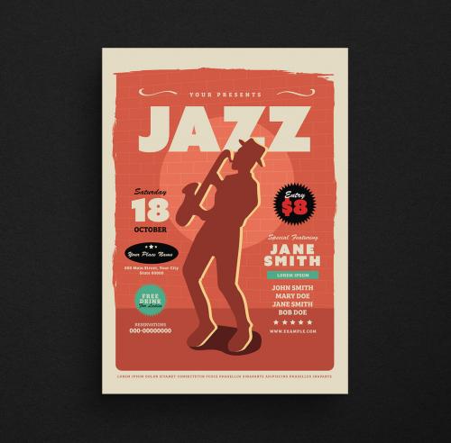 Jazz Music Flyer Layout - 264008079