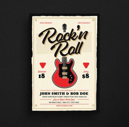 Rock 'n Roll Music Flyer Layout - 264008099