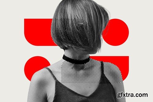 Halftone Shapes Mix Media Photo Effect UVH7755