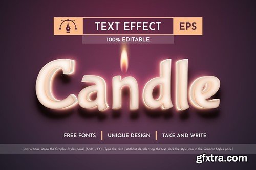 Candle - Editable Text Effect, Font Style ZCQPFCG