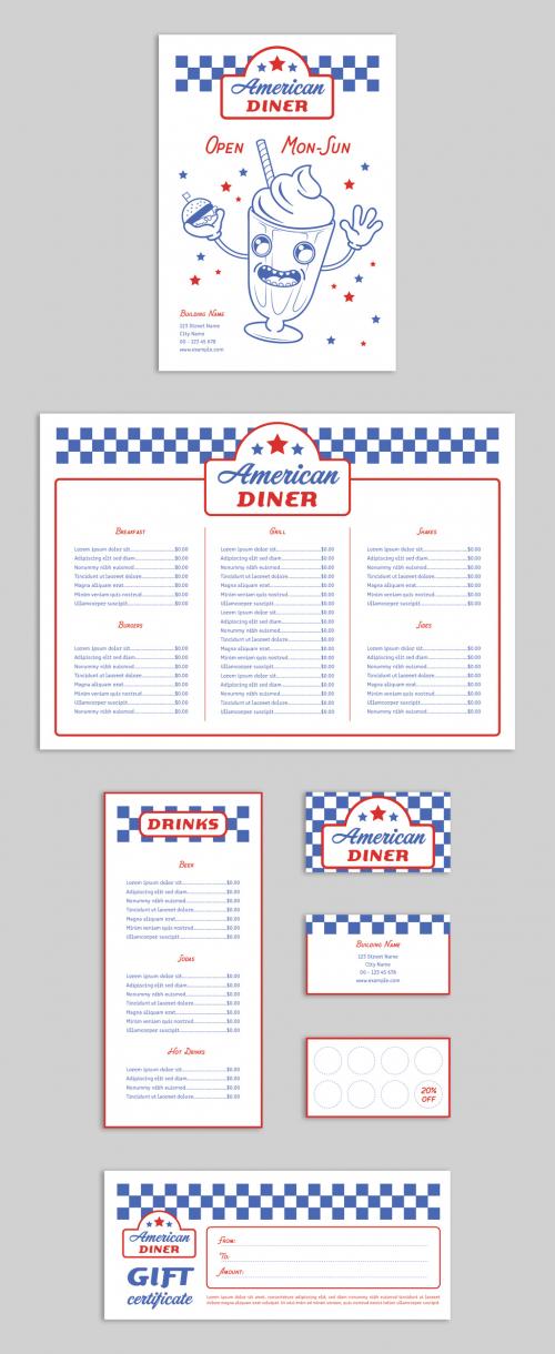 USA-themed Diner Menu Set - 264428949