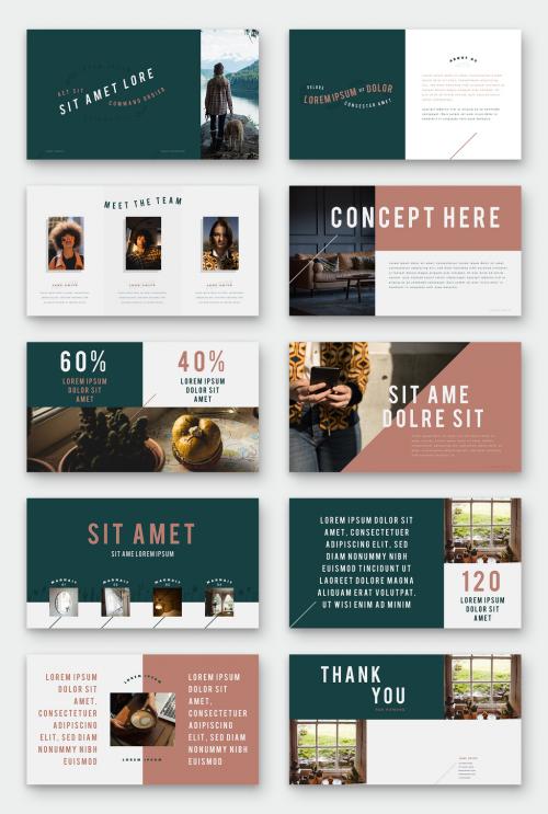 Presentation Layout with Grey and Terracotta Elements - 265208521