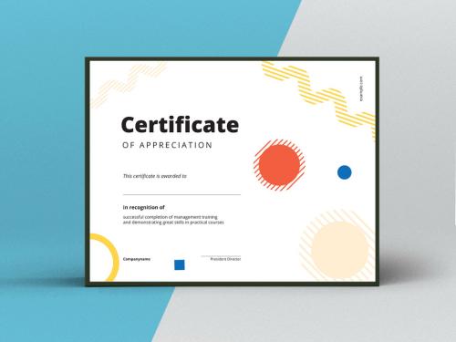 Certificate of Appreciation Layout with Stripes and Circular Elements - 265890419