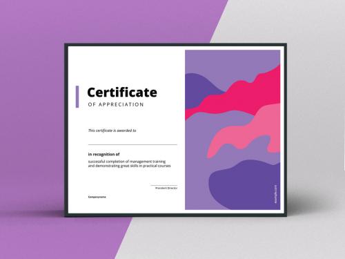 Certificate of Appreciation Layout with Pink and Purple Elements - 265890441