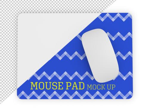 Top of View of Rectangular Mouse Pad with Mouse Mockup - 266365158