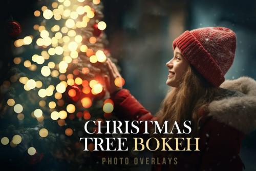 50 Christmas tree bokeh light PNG and JPG overlays