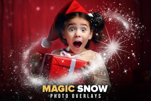 36 Magic snow Photoshop Christmas overlays,