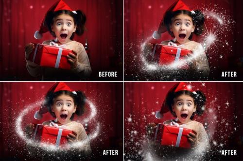 36 Magic snow Photoshop Christmas overlays,