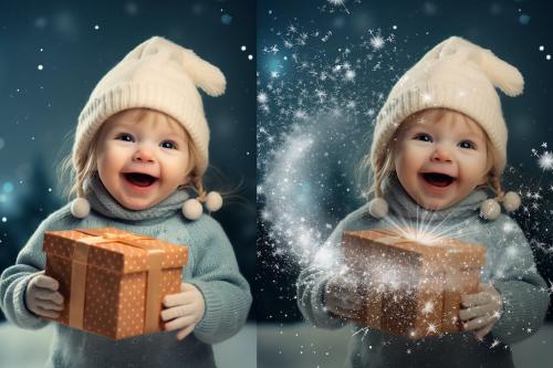 36 Magic snow Photoshop Christmas overlays,