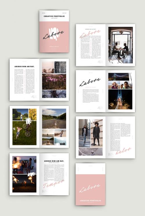 Portfolio Layout with Pink Handwriting Elements - 266753333