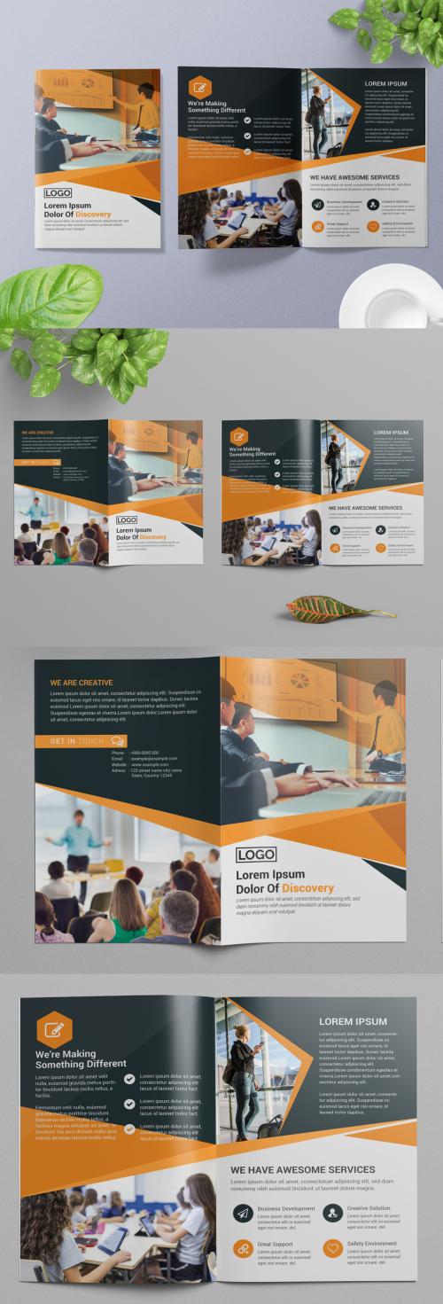 Bifold Brochure Layout with Orange and Dark Gray Accents - 266786792