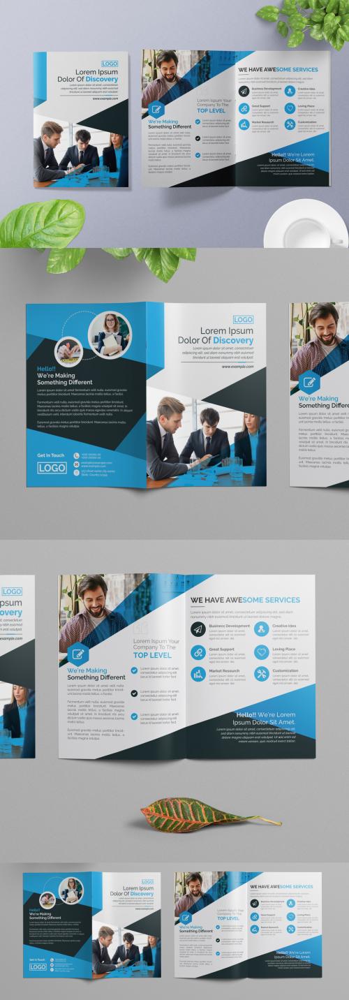 Simple Brochure Layout with Blue Accents - 266786842