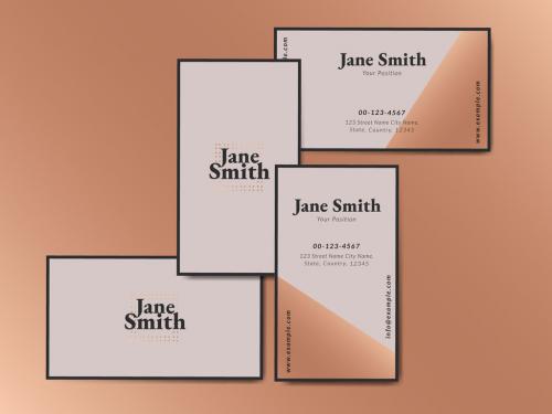 Minimalist Business Card Layout with Pink Geometric Accents - 266986896