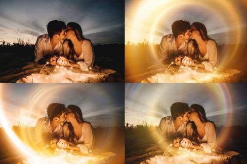 43 Ring Lens Flare Overlays & Photoshop Action