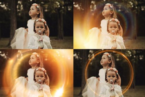 43 Ring Lens Flare Overlays & Photoshop Action