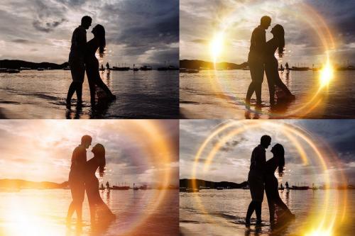 43 Ring Lens Flare Overlays & Photoshop Action