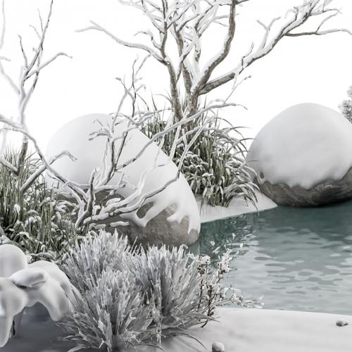 Landscape Furniture Snowy Lake - Set 48-C