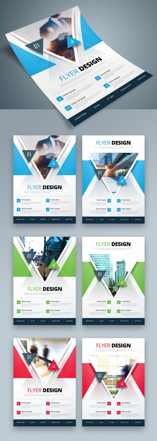 Colorful Business Flyer Layout with Triangle Elements - 267840363