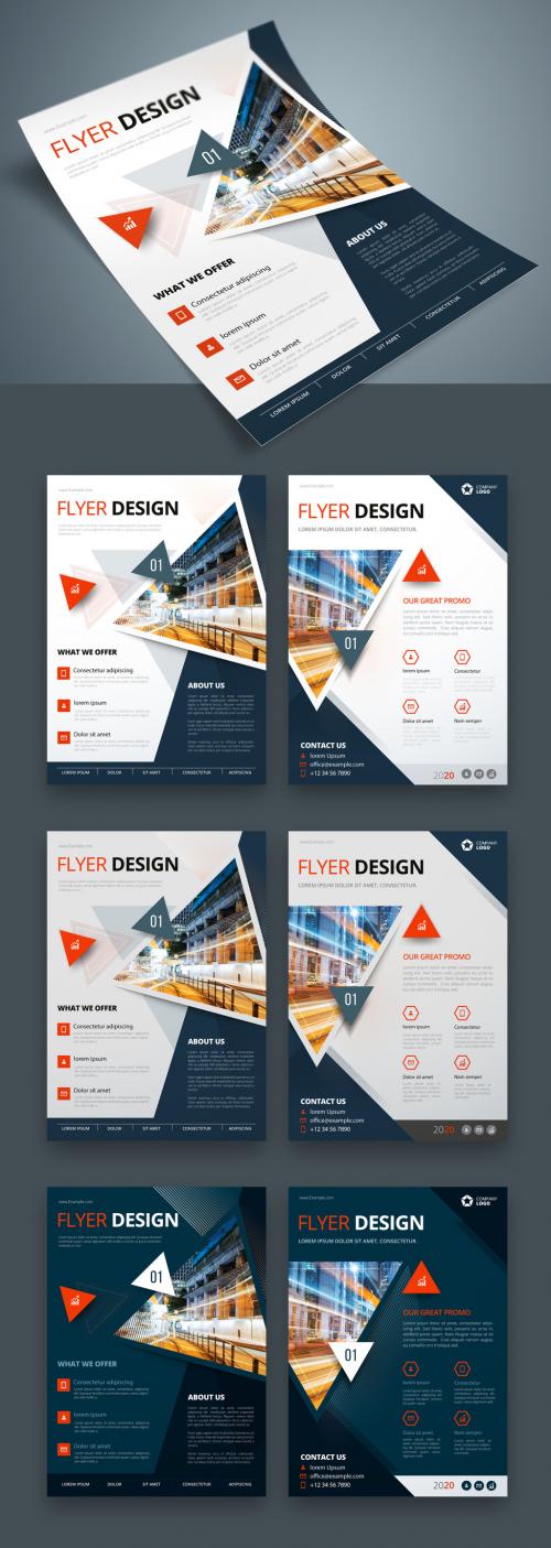 Colorful Business Flyer Layout with Triangle Elements - 267840391