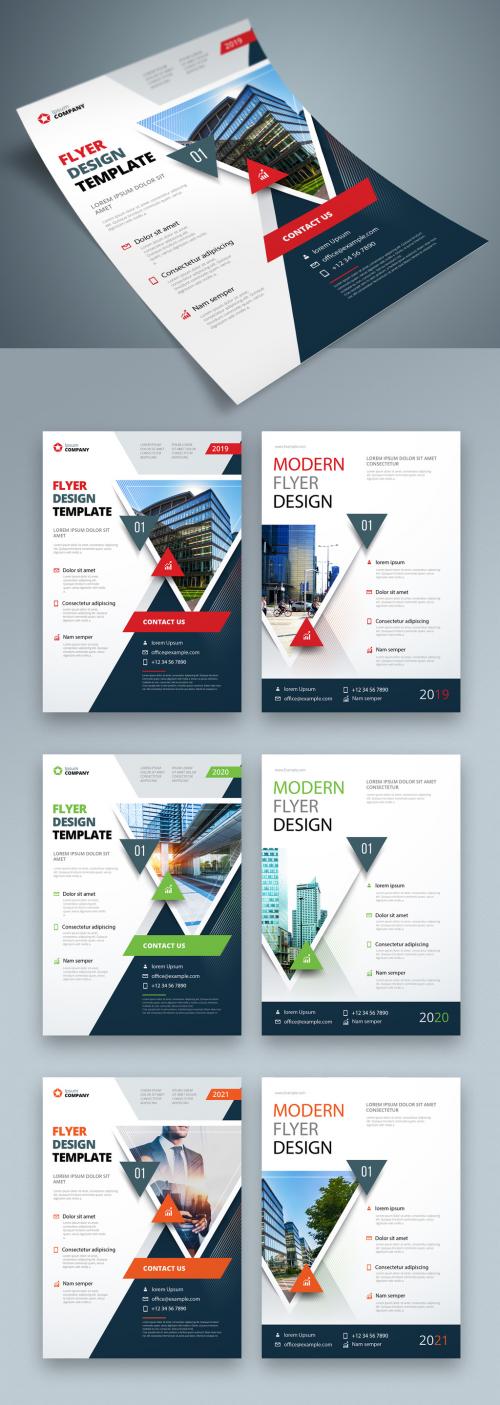 Colorful Business Flyer Layout with Triangle Elements - 267840423