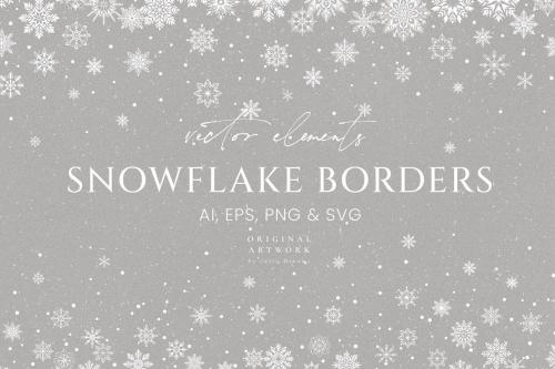 Snowflake Seamless Borders Winter SVG Snow