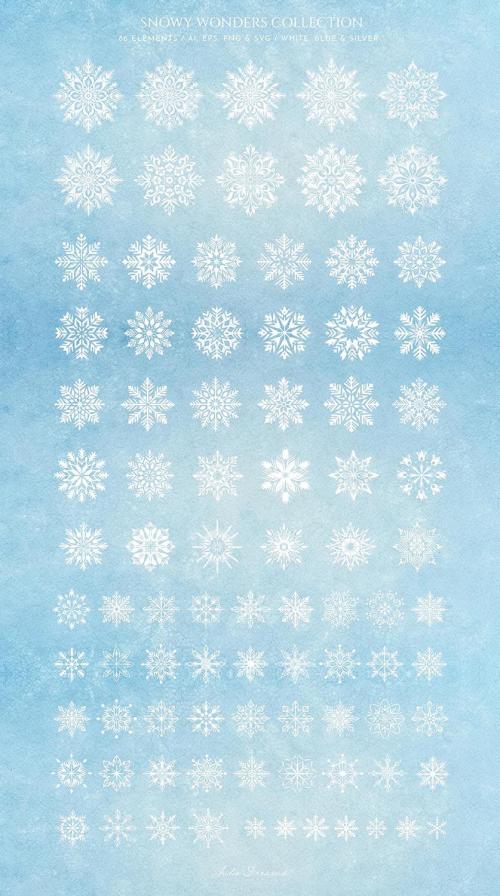 Snowy Wonders Snowflakes Vector Elements