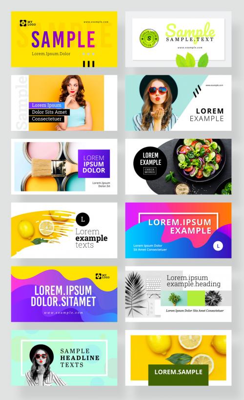 Social Media Banners Kit with Colorful Layouts - 267853721