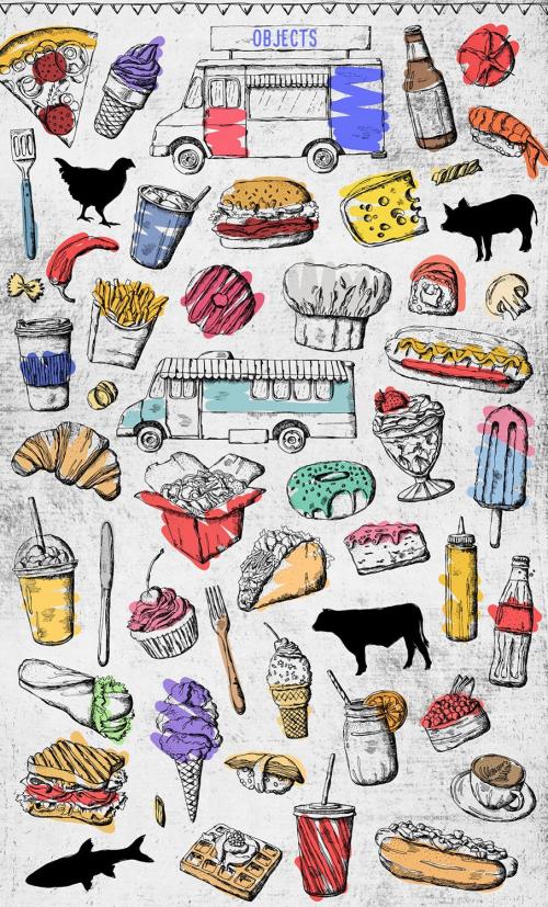 Food Truck Illustrations Drinks Fast Food