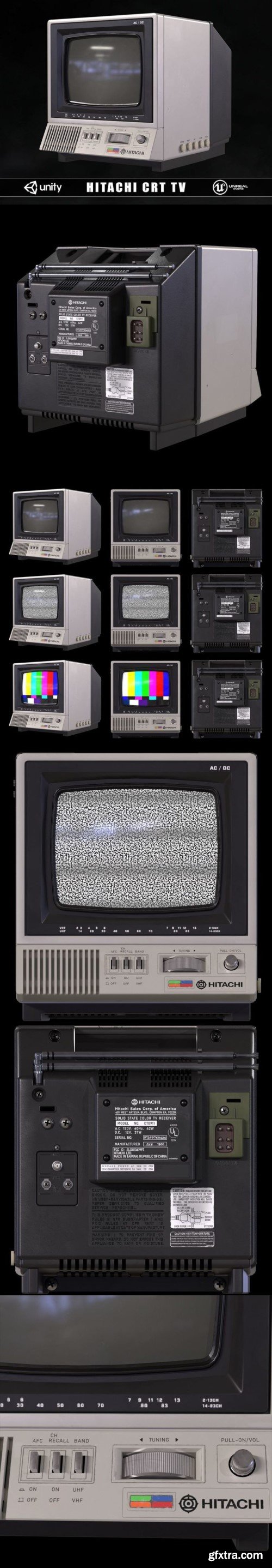 Retro 80s Hitachi CRT TV