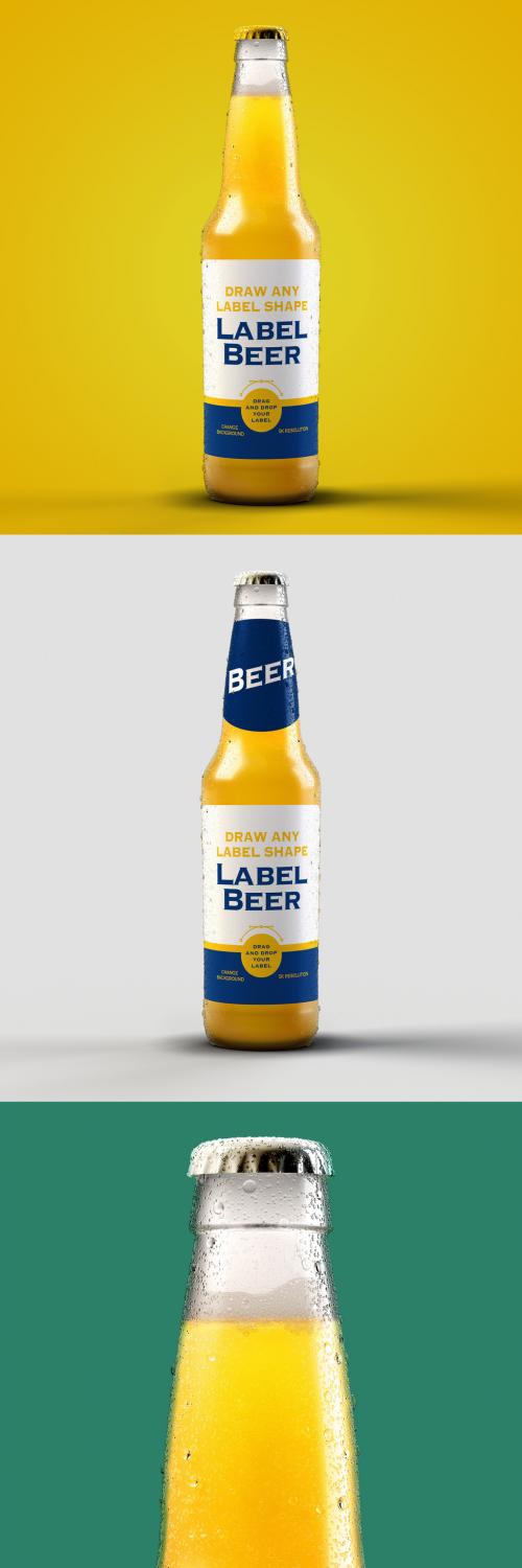 Clear Beer Bottle Packaging Design Mockup - 268391749