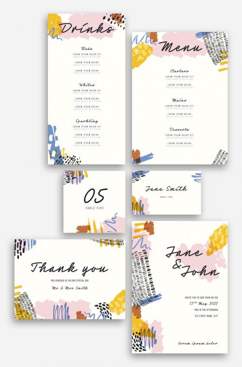 Wedding Suite with Abstract Paint Strokes - 268399538