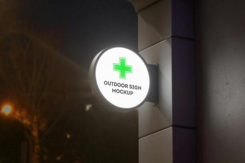 Outdoor Logo Sign Mockup (Day and Night version)