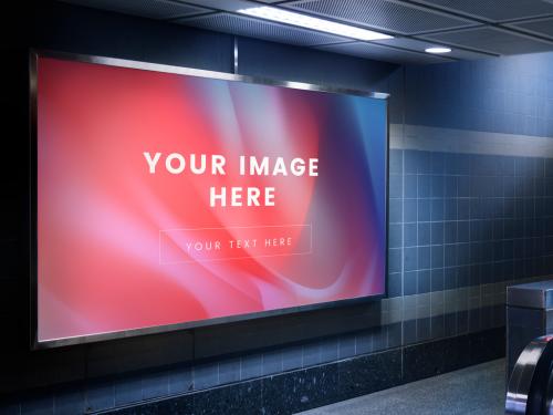 Billboard Mockup at Subway Station Escalator - 268861035