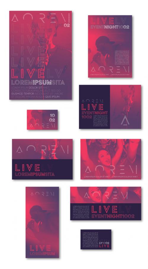 Red and Purple Gradient Poster Layout Set - 268871912